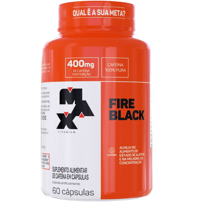 Termogênico Fire Black 60 Cápsulas - Max Titanium - 400mg Cafeína