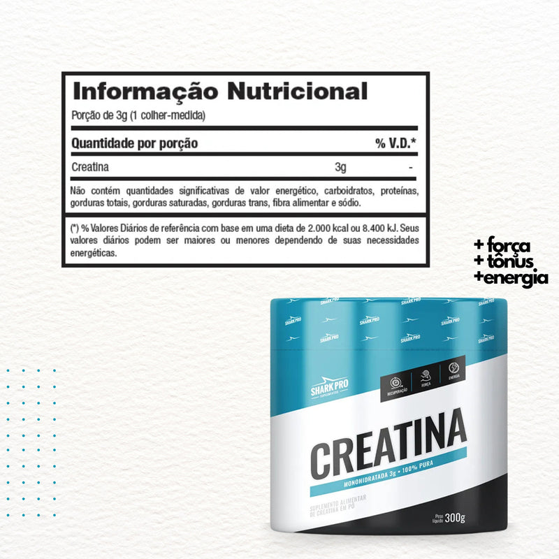 Creatina 300g Monohidratada - Shark Pro - Sem sabor