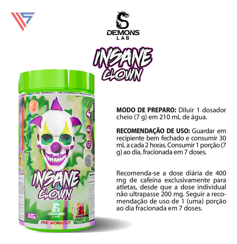 Suplemento em Pó Insane Clown 350g Demons Lab Sabor Fruit punch