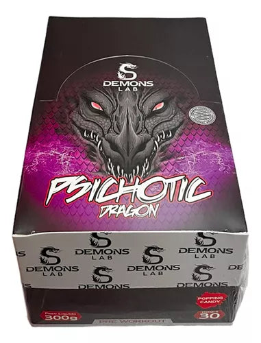 Pré Treino Psichotic Dragon Em Sachê - 30und de 10g  cada - Demons Lab - Sabor Fruit Punch