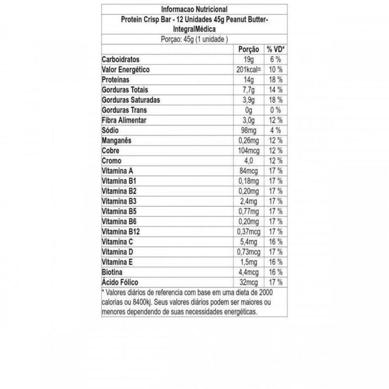 Barra de proteína Protein Crisp Bar Display 12un de 45g cada Integralmédica