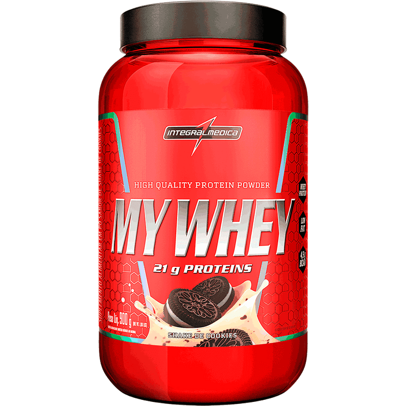 Whey My Whey Proteina Concentrada 900g - Integralmedica Sabor Shake de Cookies- pote